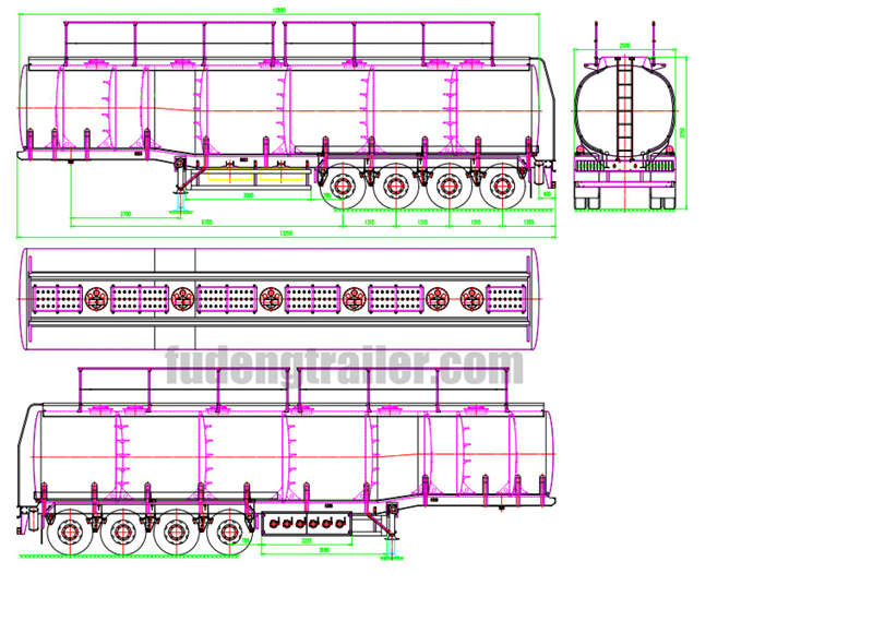 4 axles petroleum tank trailer drawing only for your reference
