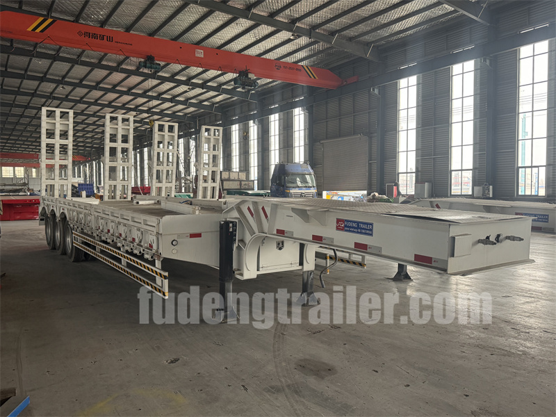 Exporting White Tri-Axle Lowbed Trailers to Kenya via Stacked Loading (1)