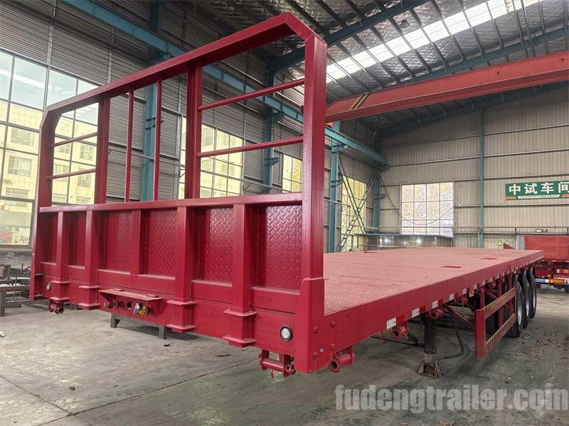 60Tons Mechanical Suspension Flatbed Trailer With Front Bulkhead